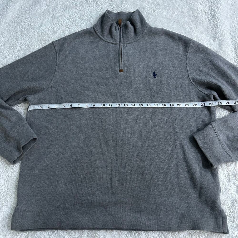 Polo Ralph Lauren Mens XL Quarter Zip Ribbed Sweater Gray Preppy Country Club - Picture 4 of 6